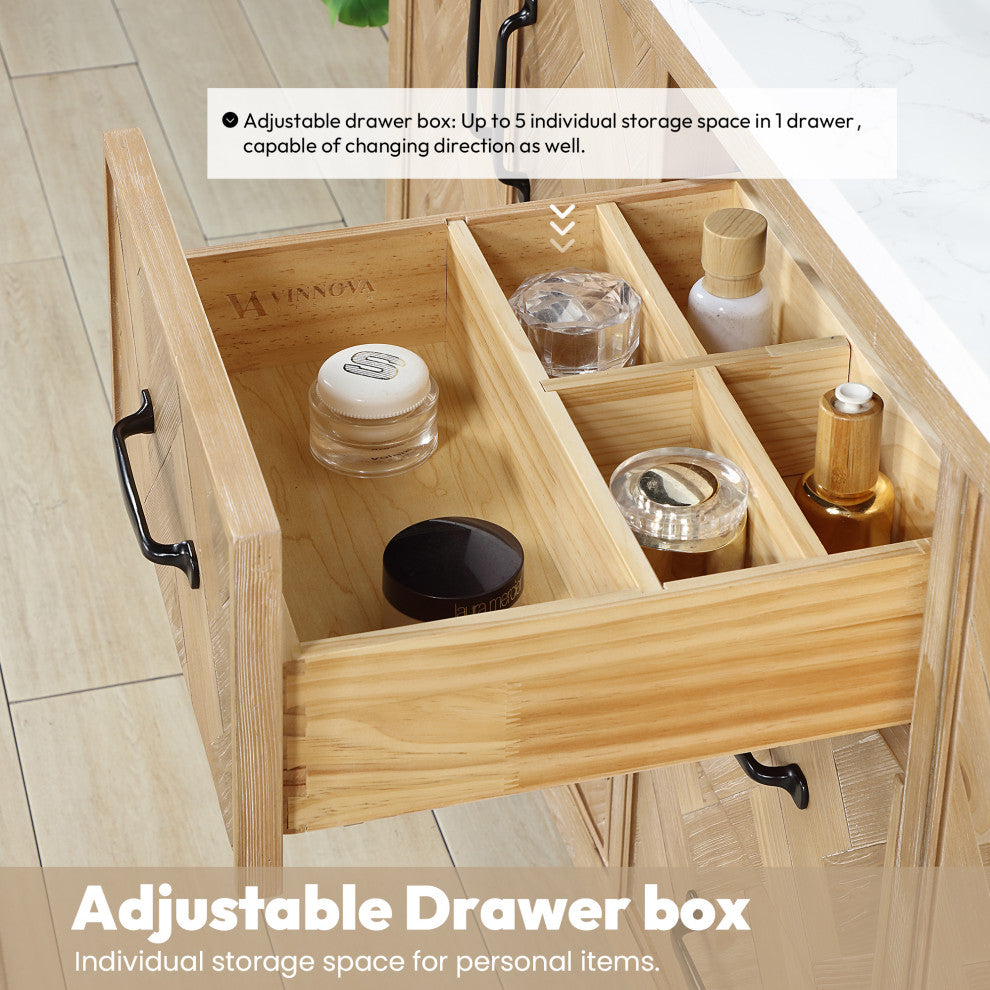 Javier Bath Vanity, Composite Stone Top, Antique Brown, 72", Double Vanity, No Mirror