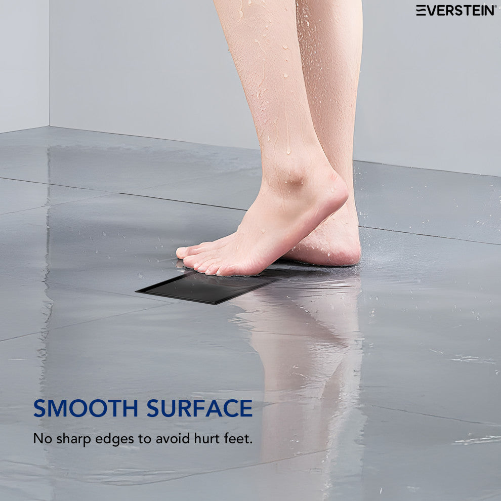 4"x4" Stainless Steel Square Shower Drain With Drain Cover, Matte Black