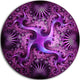 Glowing Purple Fractal Flower Design, Abstract Disc Metal Wall Art, 11"