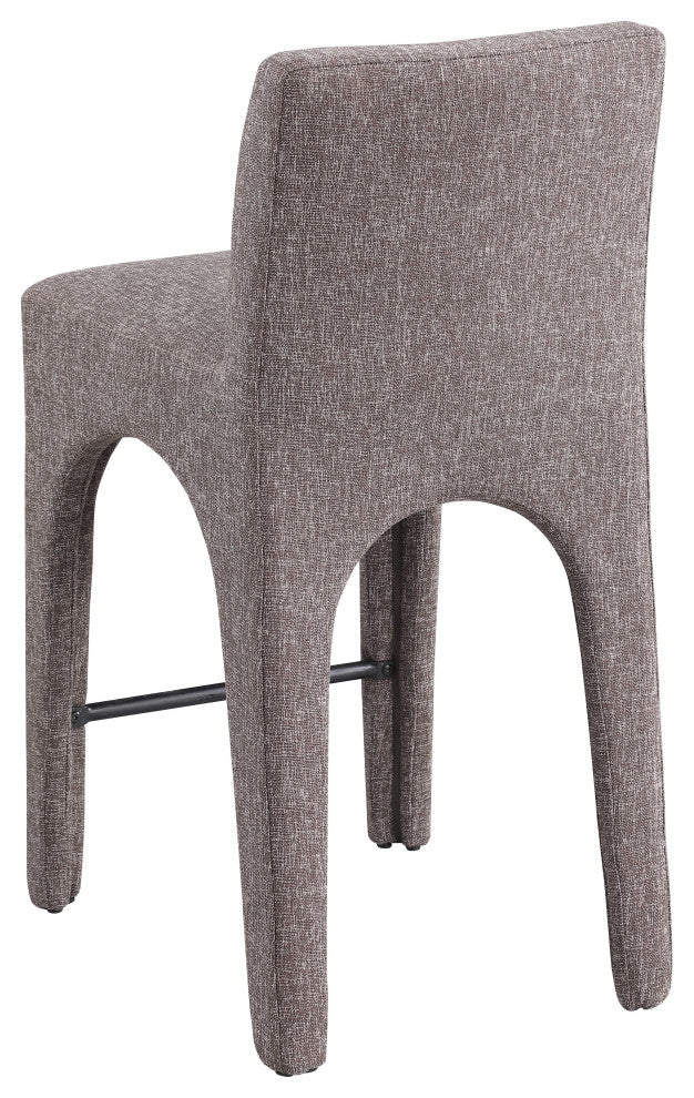 Gramercy Linen Textured Fabric Stool, Brown