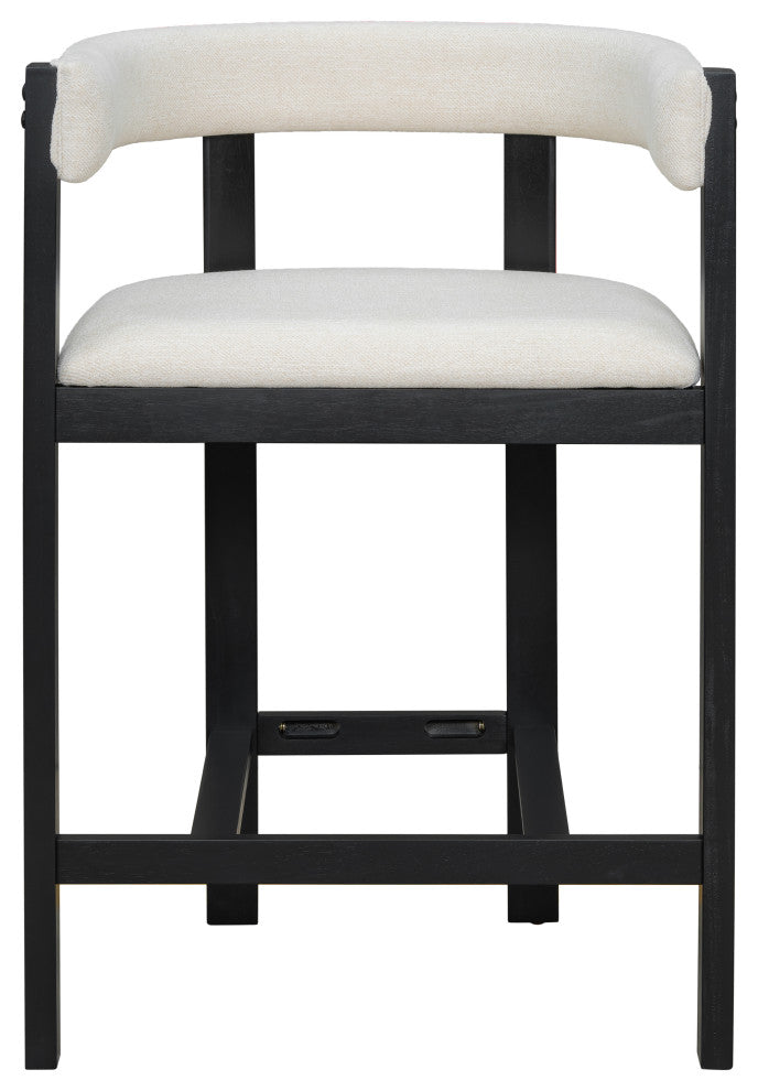 Heise Modern Open Back 26.5" Counter Stool With Cushion, Set of 2, Beige/Black