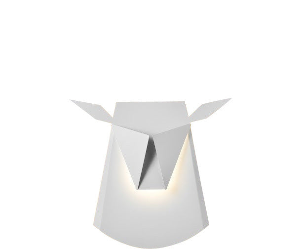 White Aluminium Deer Head LED Light Fixture, Point Electricity