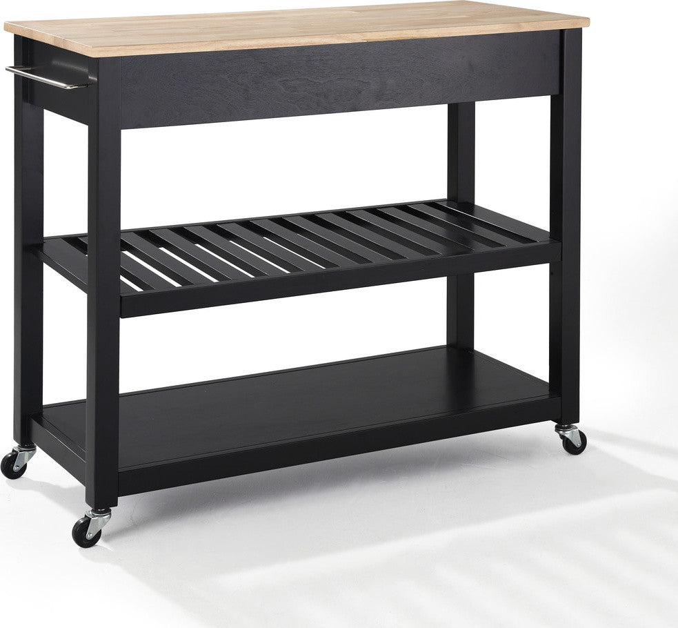 Natural Wood Top Kitchen Cart, Island With Optional Stool Storage