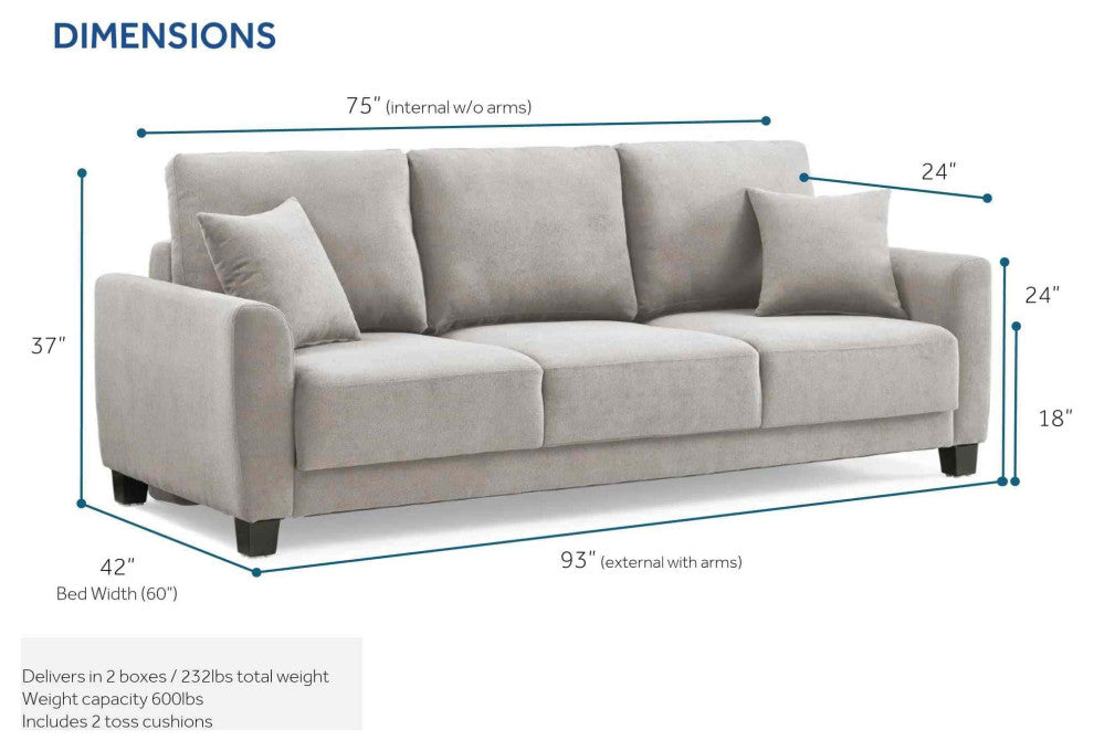 Sealy TruFit Klein Queen Dropback Sofa Bed Convertible, Silver