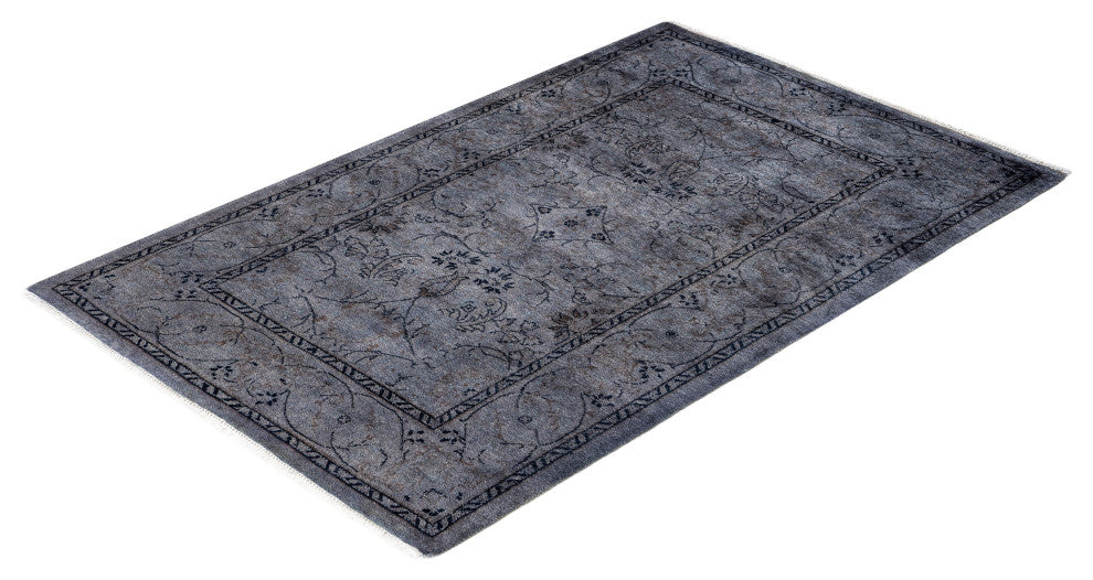 Overdyed One-of-a-Kind Hand-Knotted Area Rug Gray, 2' 8" x 4' 2"