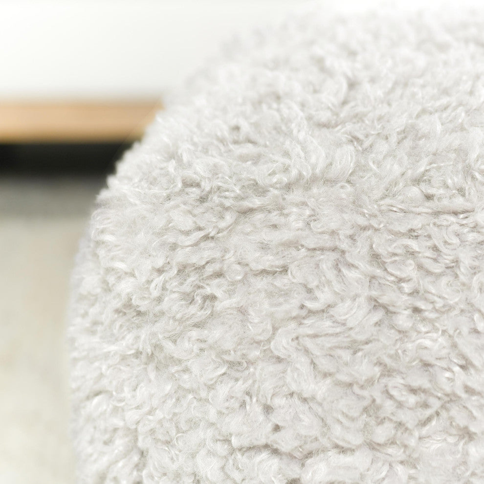 Carters 18" Faux Wool Shearling Ivory Floor Cushion Pouf