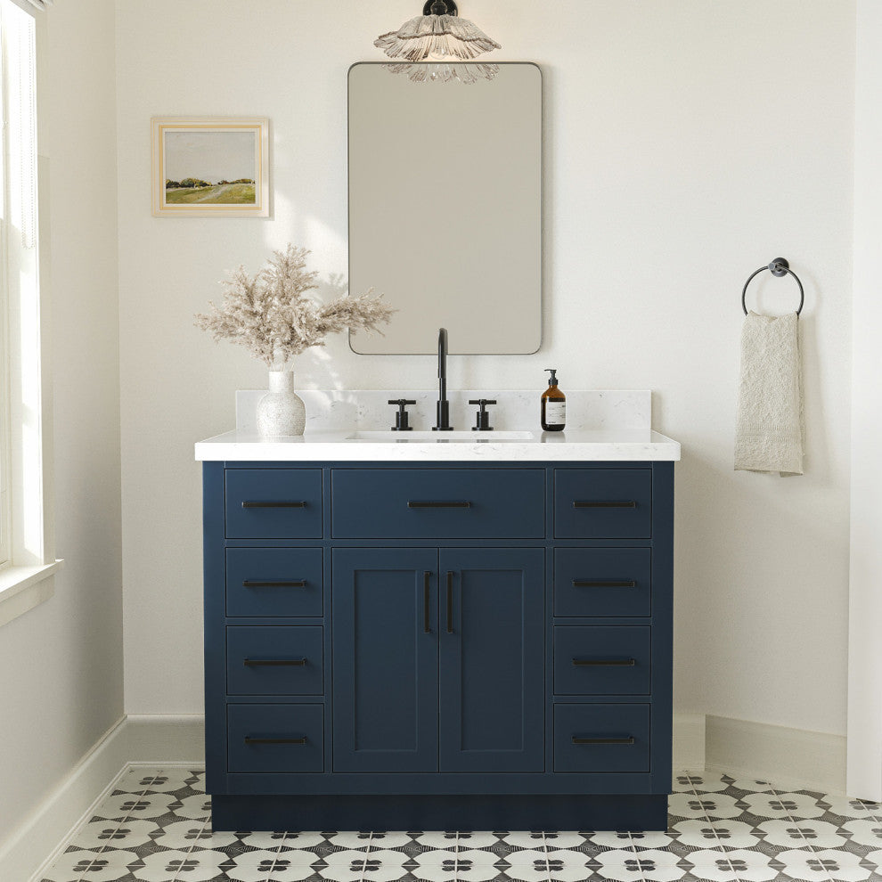 Ariel Hepburn 42" Single Rectangle Sink Vanity, Carrara Quartz