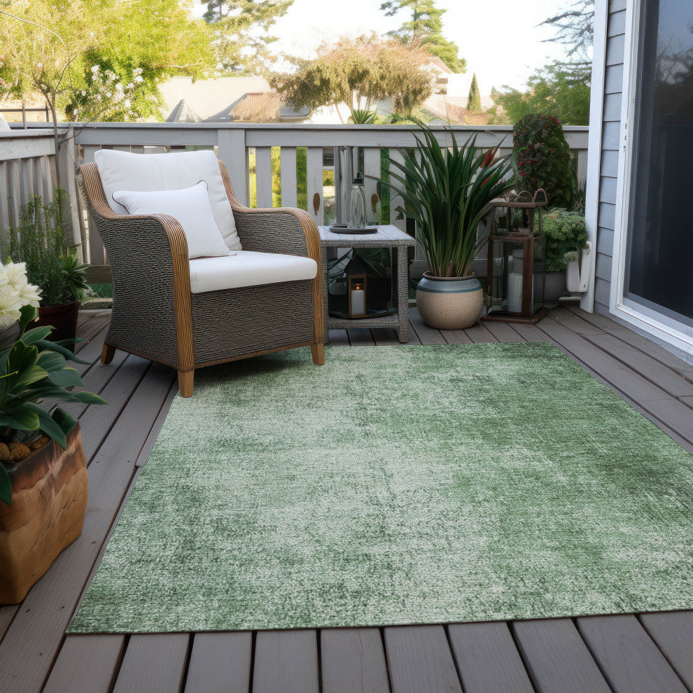 Machine Washable Indoor/Outdoor Chantille ACN1903 Green 9' x 12' Rug