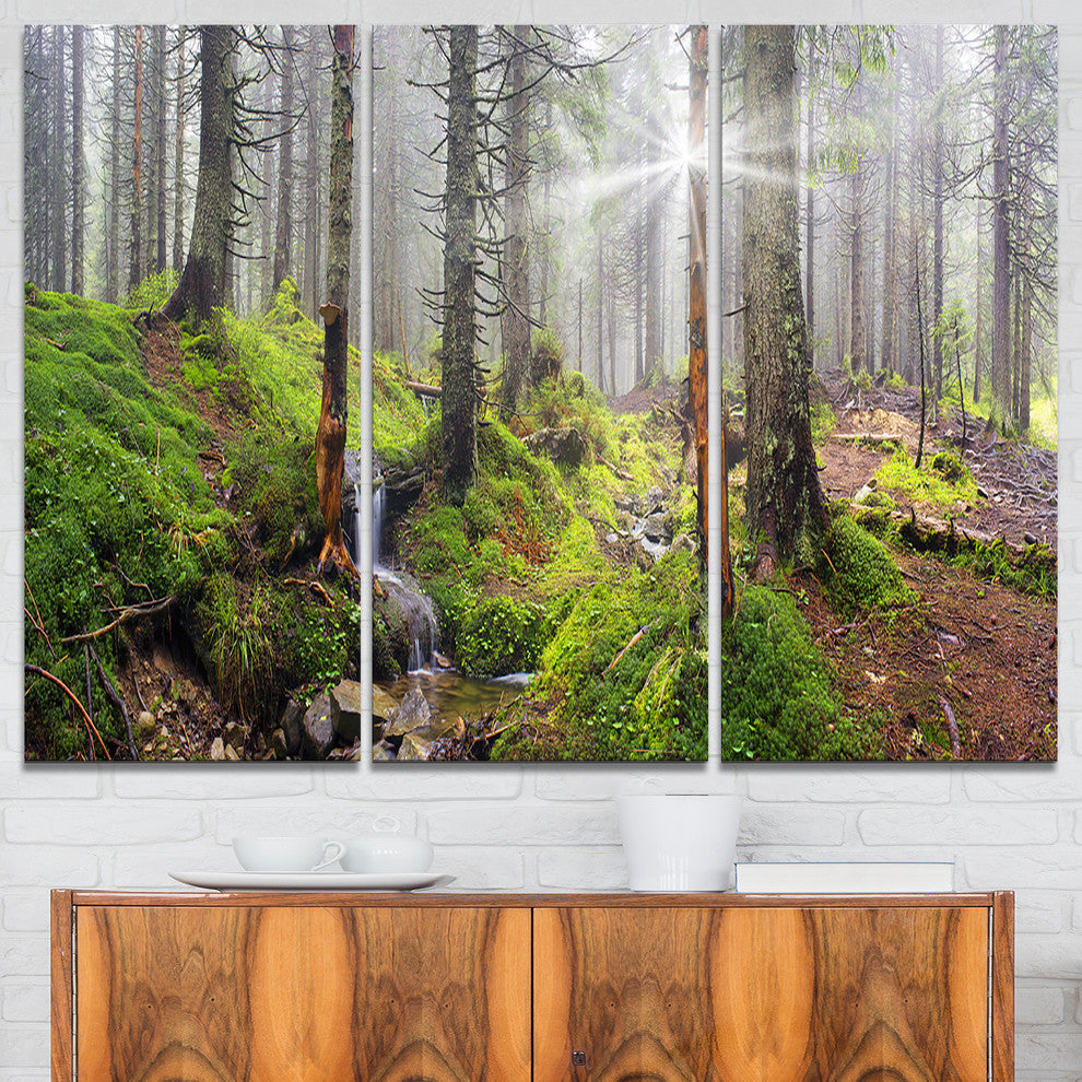 "Bright Green Carpathian Forest" Photo Canvas Print, 3 Panels, 36"x28"