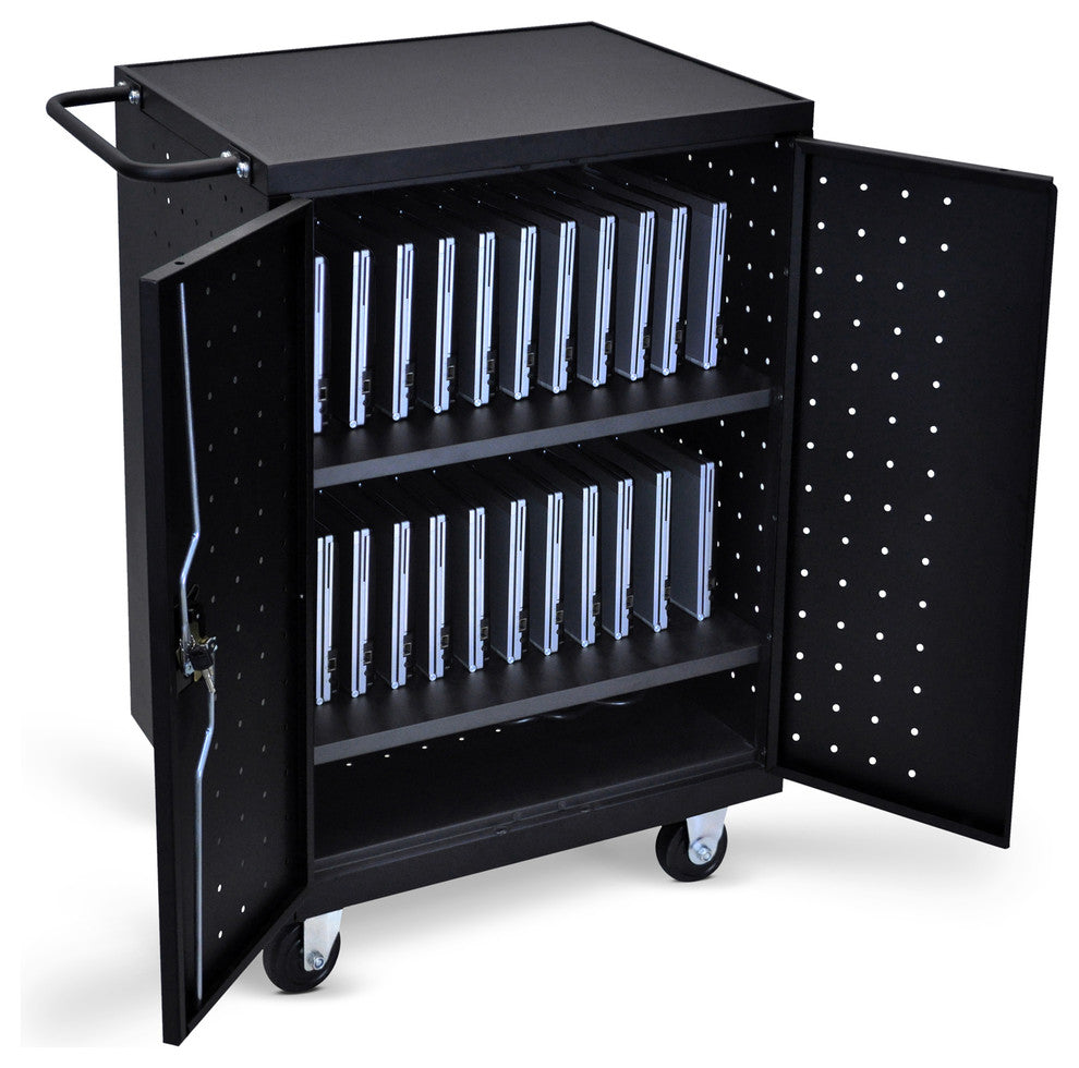 Luxor Black 24 Laptop Computer Charging Cart