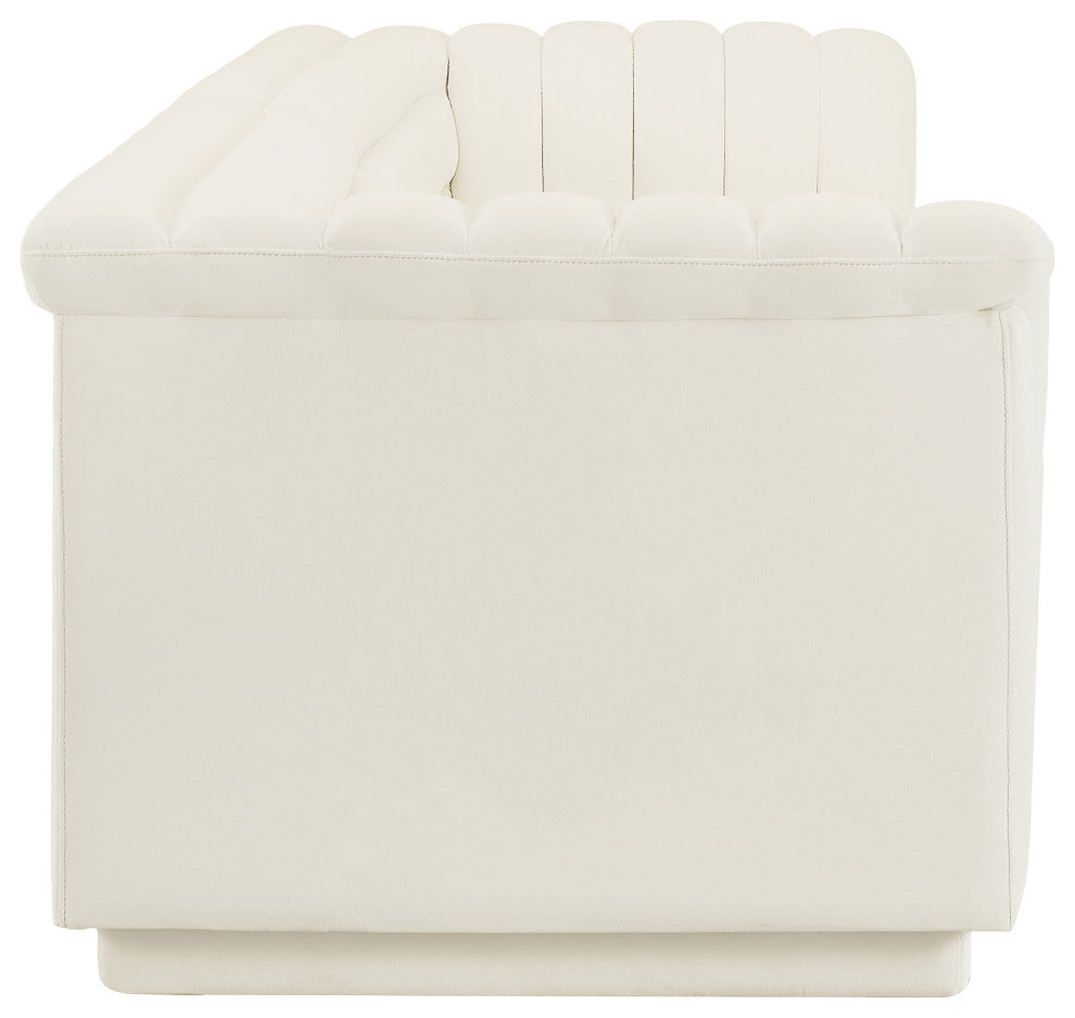 Cascade Upholstered Modular Sofa, Cream, Velvet, Straight Sofa