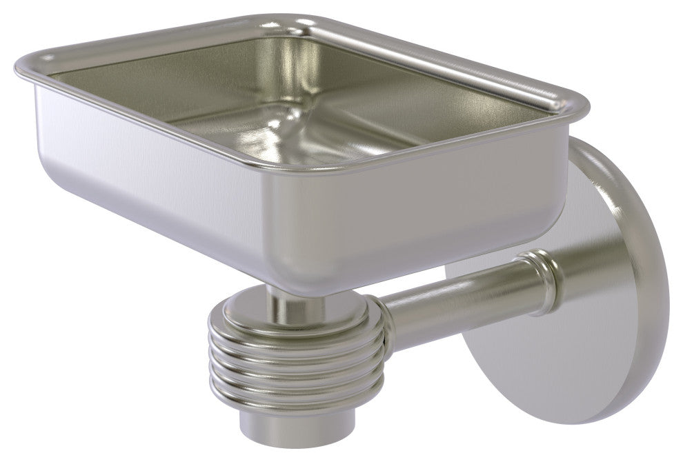 Satellite Orbit One Wall Mount Soap Dish With Groovy Accents, Satin Nickel