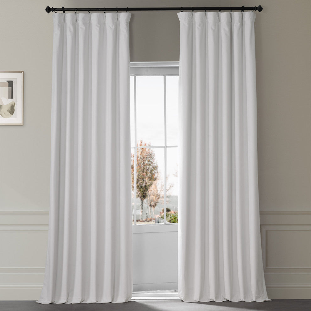 Signature Plush Velvet Blackout Curtain Single Panel, Misty White, 50"w X 96"l