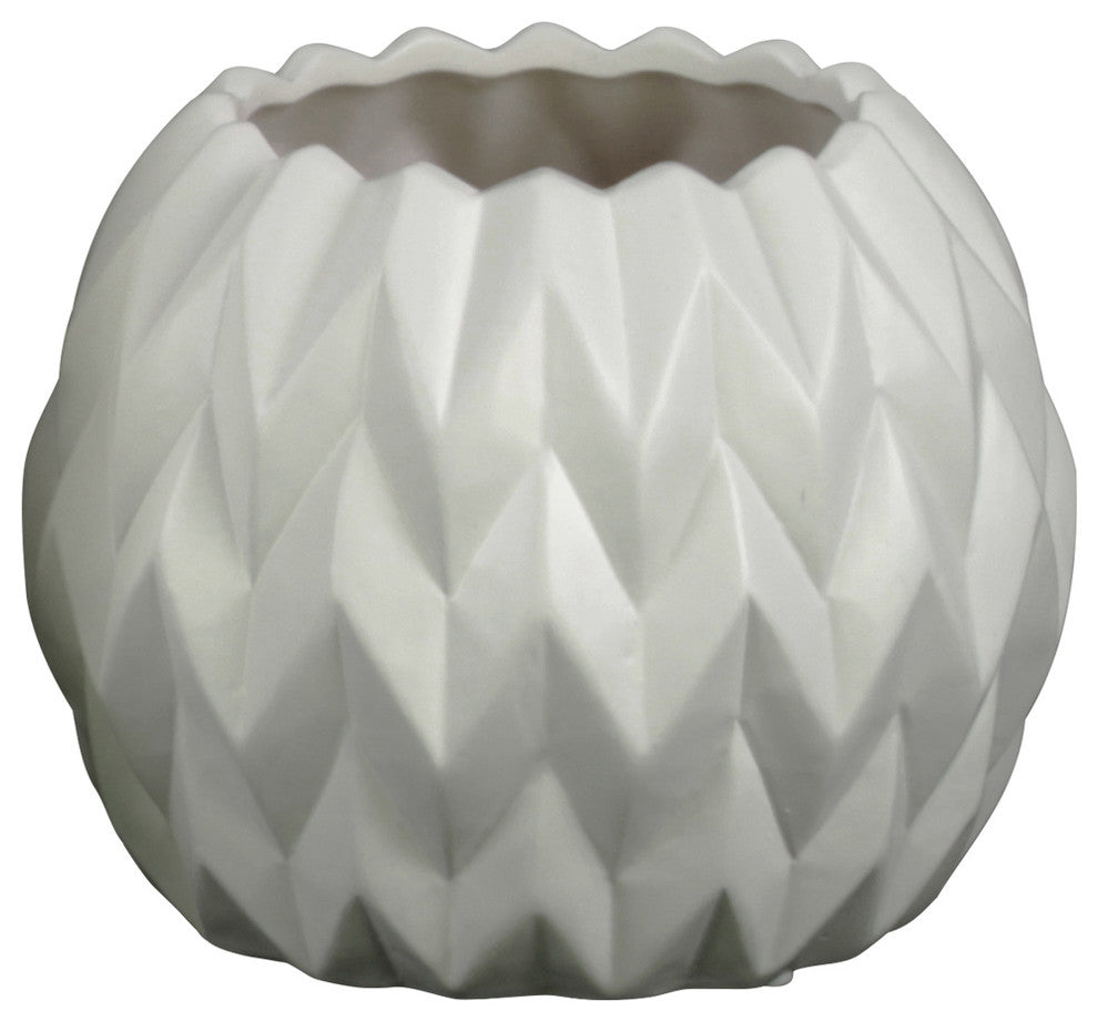 Ceramic Vase, Matte White, 6.75"x6.75"x5.5"