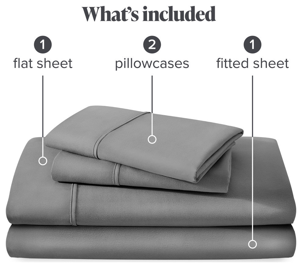 Side Pocket Sheet Set, 1800 Ultra-Soft Microfiber, Double, Gray, Cal King