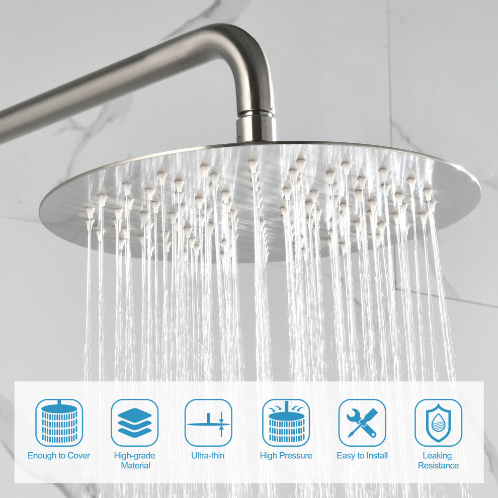 Complete Shower System With Rough-In Valve, Brushed Nickel