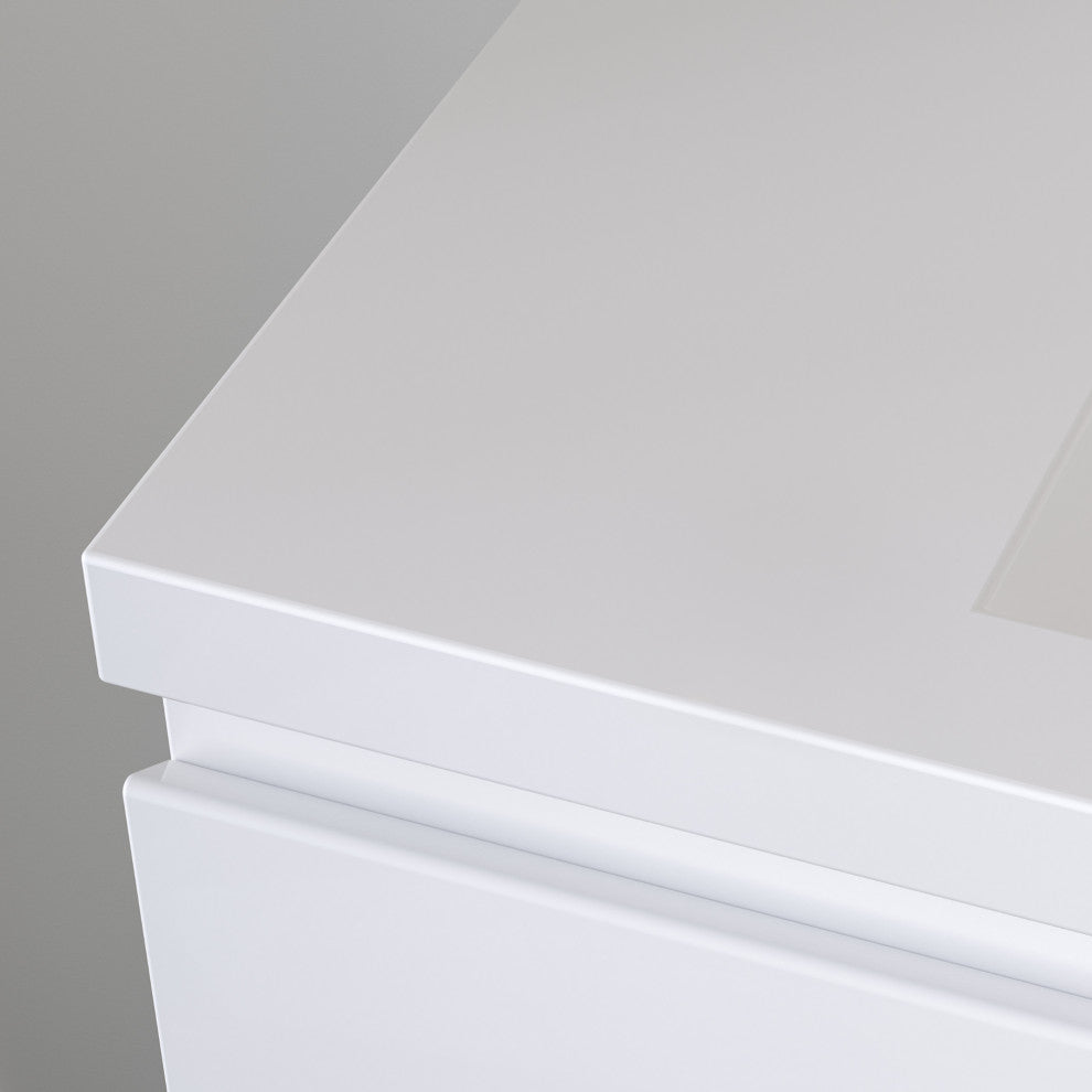 Beacon Bath Vanity, High Gloss White, 42", Single Sink, Wall Mount