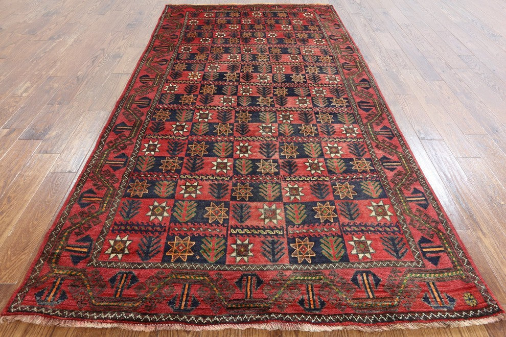 5'x9 Persian Handmade Oriental Balouch Wool On Wool Area Rug, W2312