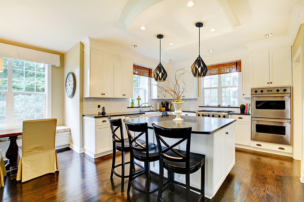 Carlton 3, 1-Light Geometric Pendant, Matte Black, Gold Leaf Finish