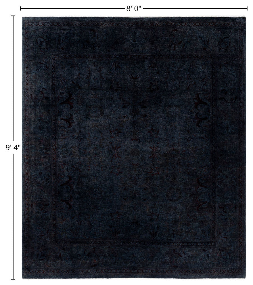 Overdyed One-of-a-Kind Hand-Knotted Area Rug Black, 8' 0" x 9' 4"