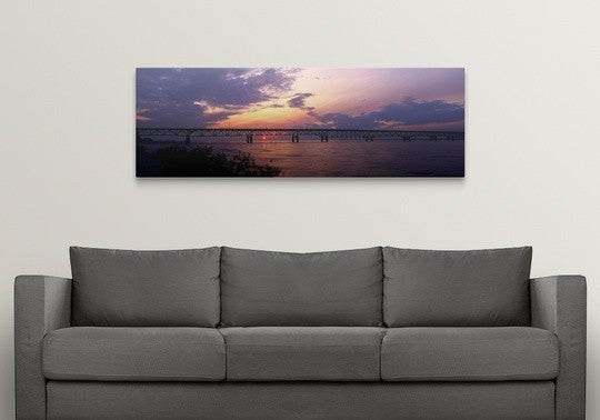 "Michigan, Macinaw City, Mackinac Bridge" Canvas Art, 60"x20"x1.25"