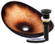Novatto Rena Oval Glass Vessel Bathroom Sink Set, Matte Black