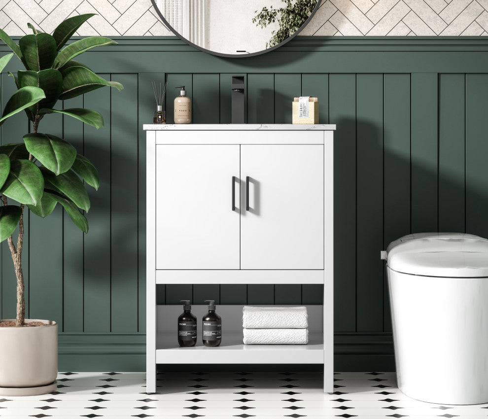 Home Living 24" Single Bathroom Vanity, White