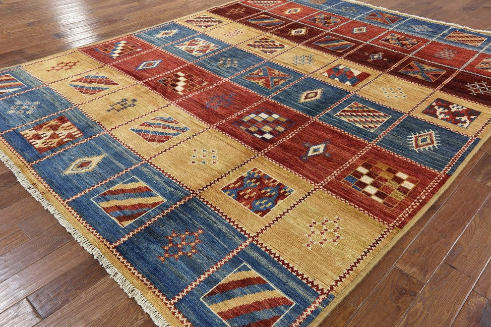 Modern Collection Multicolor Geometric 9'x12' Hand Knotted Wool Area Rug H8814