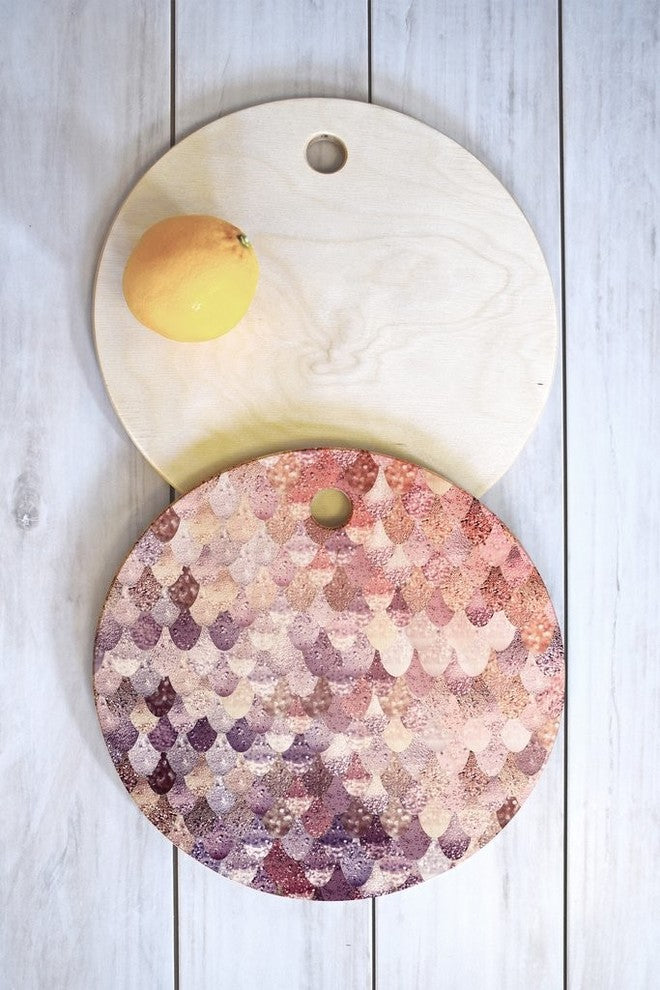 Monika Strigel Lily Rose Mermaid Cutting Board Round, 11.5"x11.5"