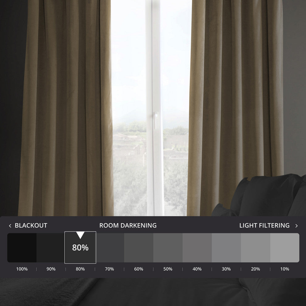 Heritage Plush Velvet Curtain Single Panel, Museum Taupe, 50"x84"