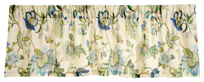 Ellis Curtain Brissac 70"x15" Tailored Valance, Blue, Blue