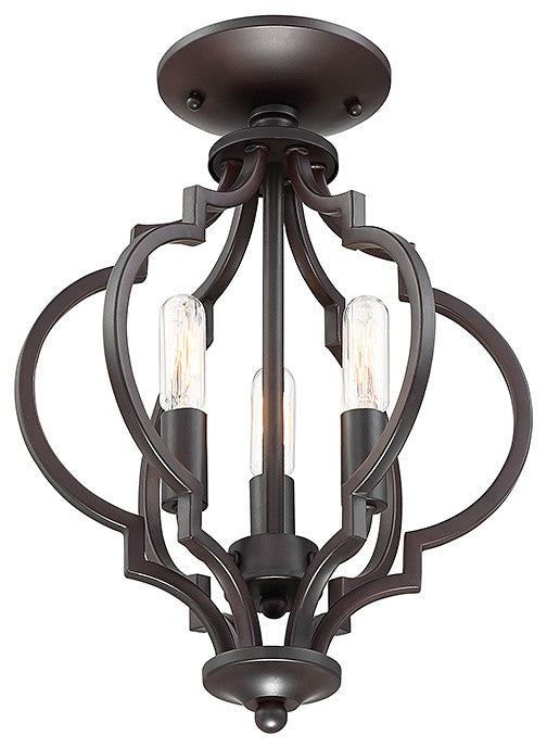 3-Light Semi-Flush Mount, Oil Rubbed Bronze