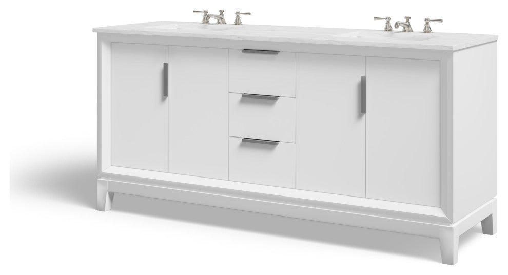 The Ezra Bathroom Vanity, Pure White, 72", Double Sink, Freestanding