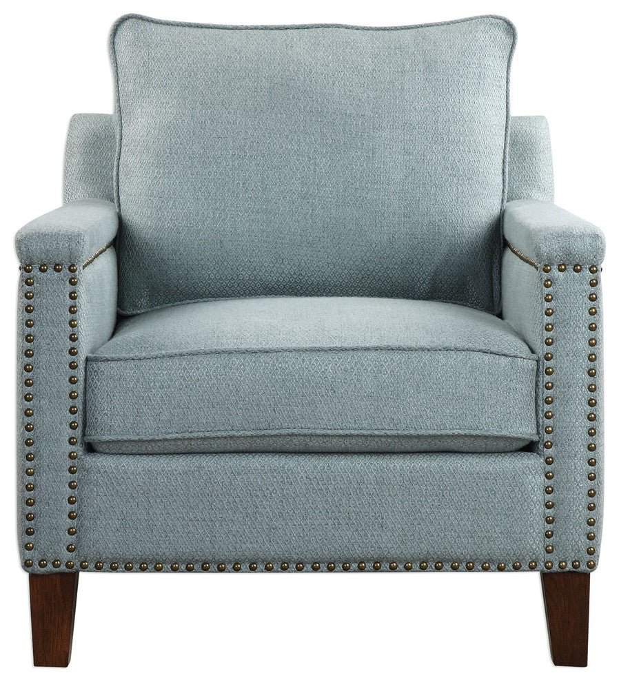 Light Blue Green Midcentury Modern Club Chair, Arm Argyle Aqua