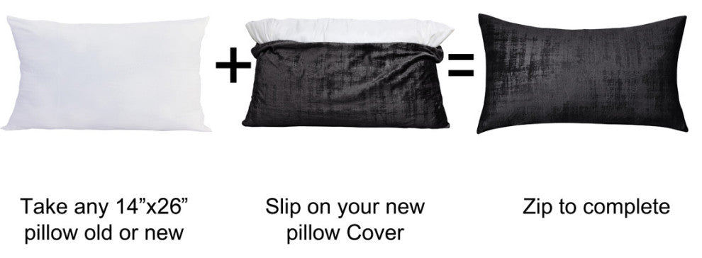 Velvet 2 Piece Lumbar Pillow Cover Set, Peat, 2 Piece, 14"x26"