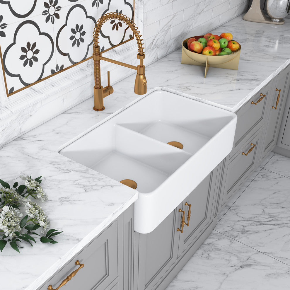 Trieste 32" Double Basin Farmhouse Apron Kitchen Sink