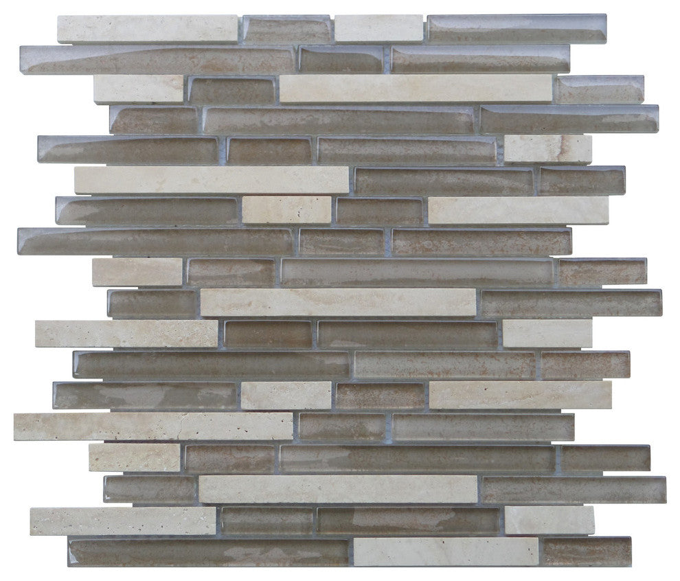 12"x12" Parallel Mosaic Mix Tiles, Set of 11, Beige