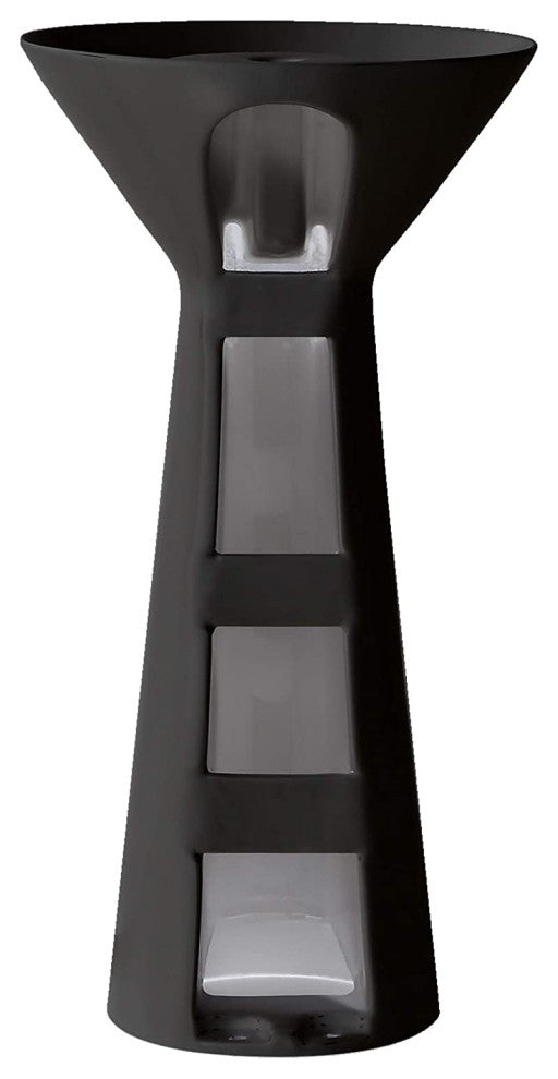 Elegant One-Piece Pyramid Pedestal Sink, Vitreous China, Black