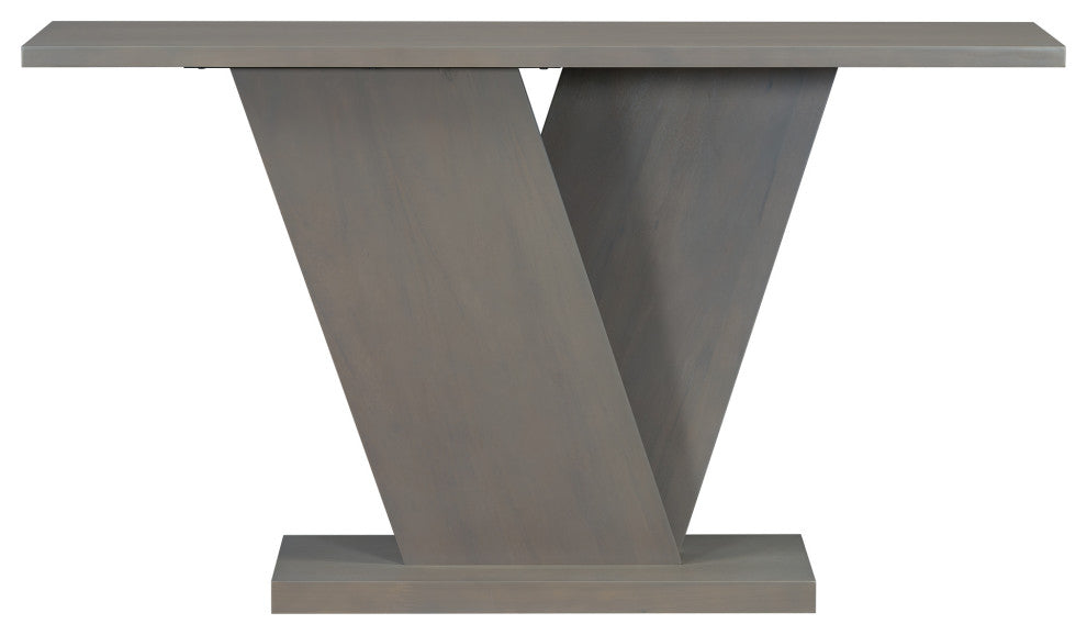 GDF Studio 60 inches V-Base Wood Console Table, Gray