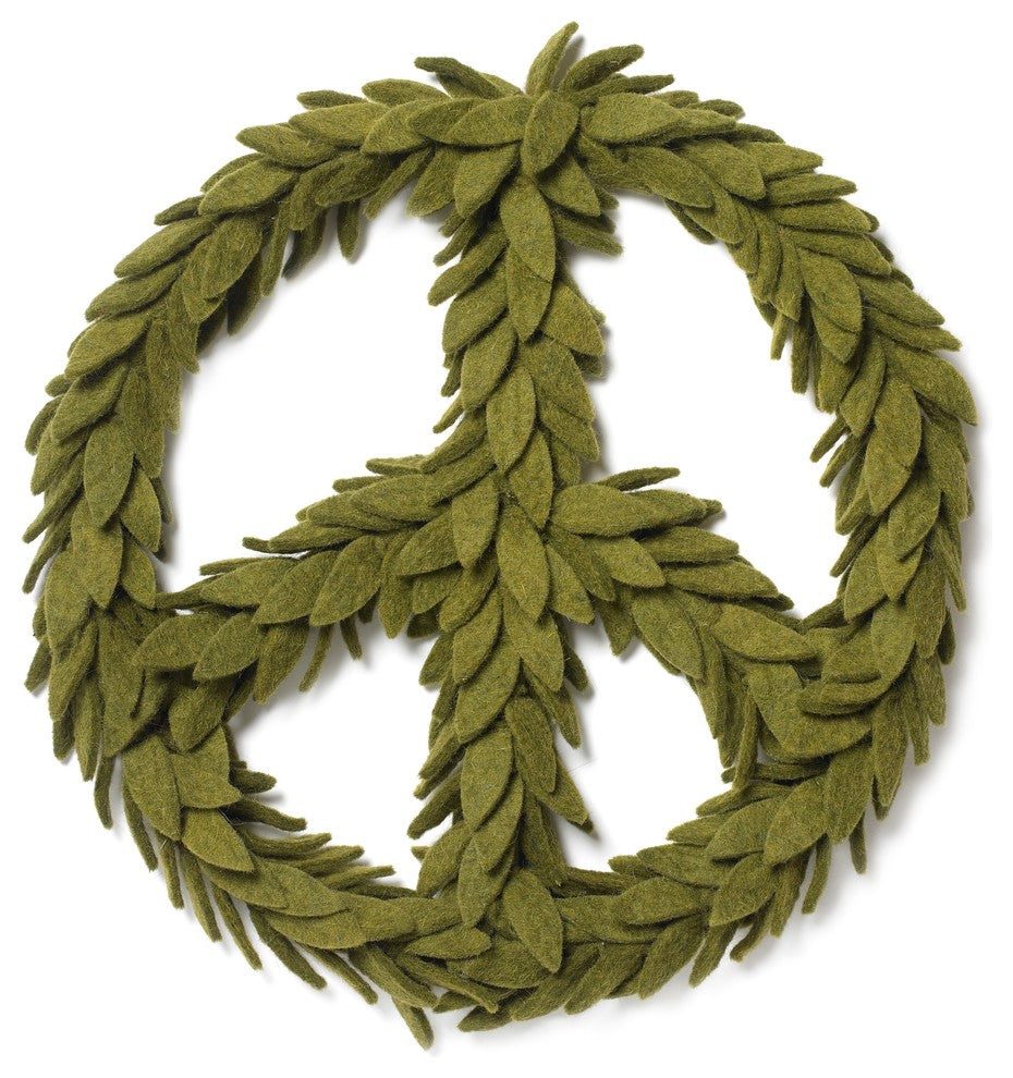 Peace Wreath in Chartreuse Hand Felted Wool
