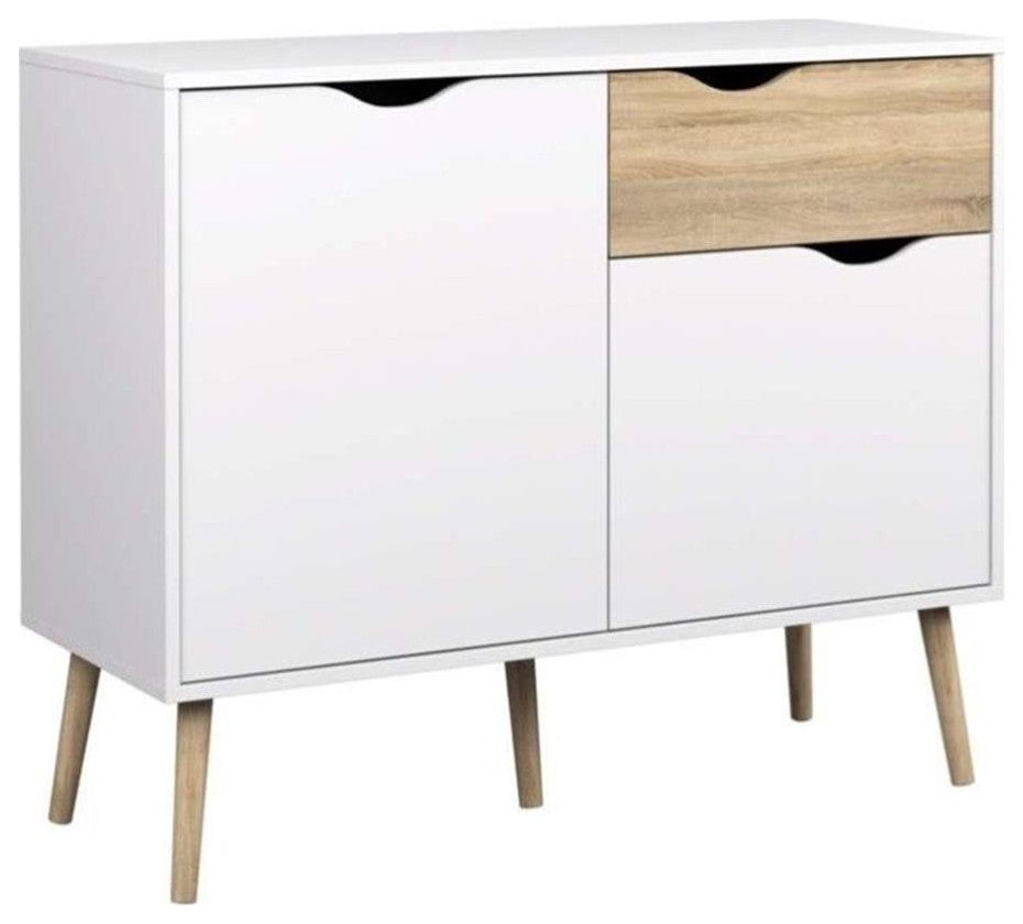 Tvilum Diana 2 Door Wood Sideboard with 1 Drawer in White Oak