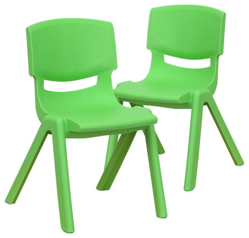 2 Pack Plastic Stackable School Chair with 12" Seat Height, Green