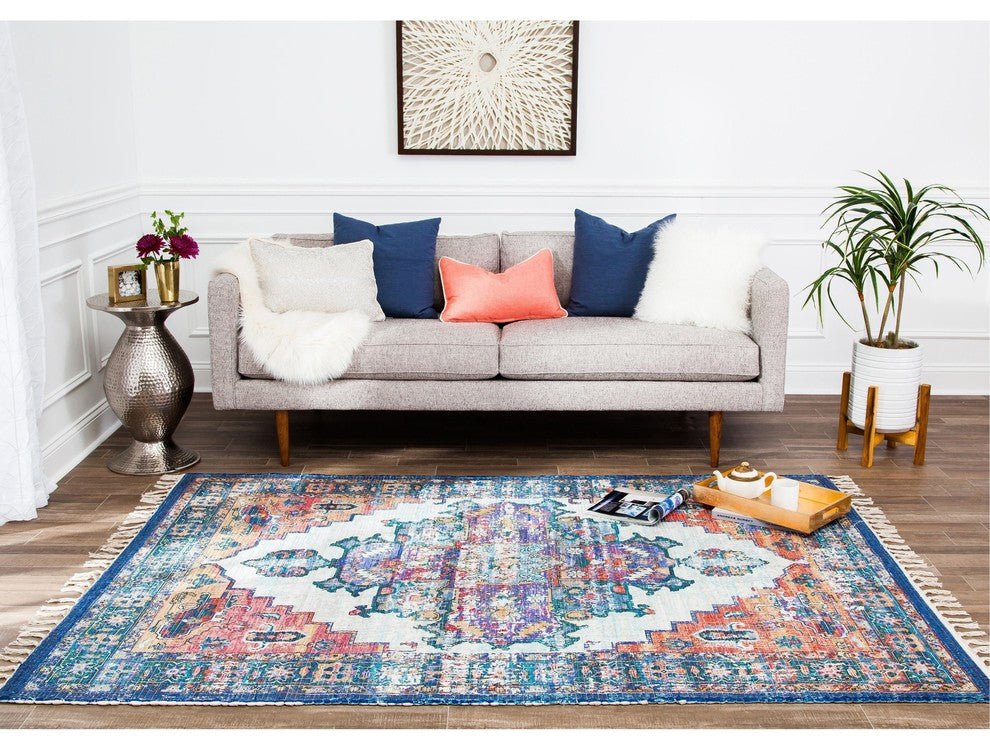 Kuba Distressed Area Rug, 7'6"x9'6"