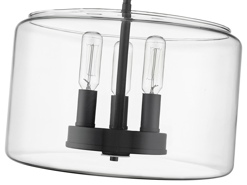 Asheville 3-Light 11" Semi-Flush Matte Black