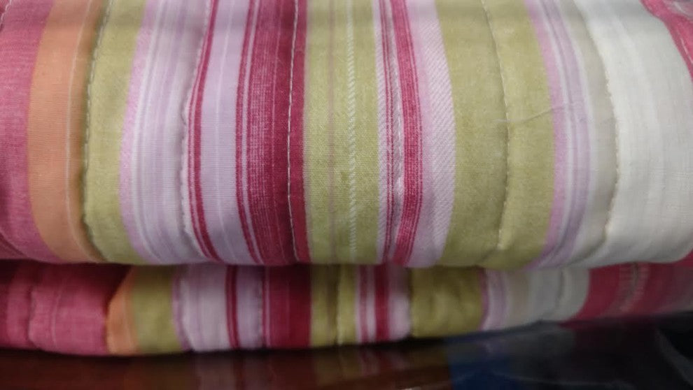 Sunrise Stripe Reversible Quilt Set, Red and Multicolor, Queen
