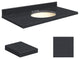 Quartz 49"x22" Vanity Top, Biscuit Bowl, Black Luxe, 8" Centerset