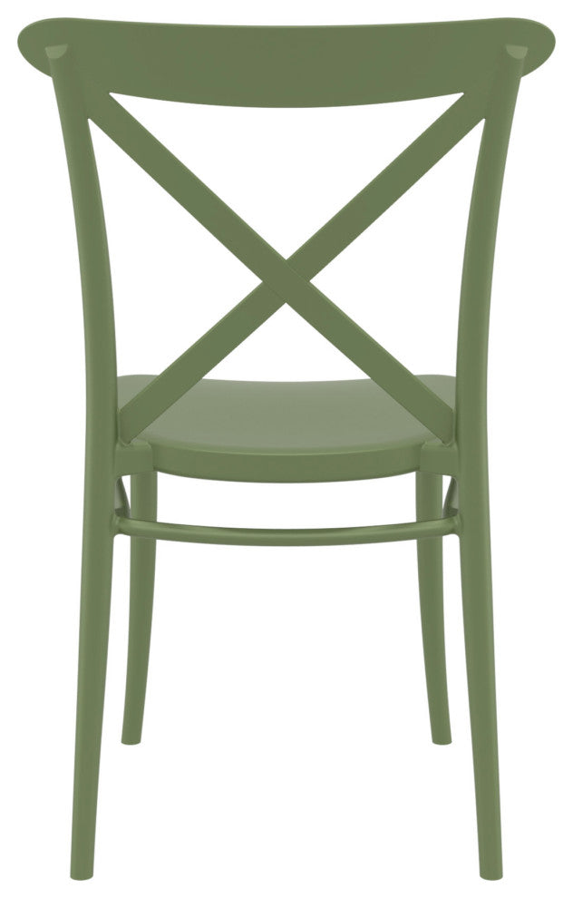 Cross Resin Outdoor Chair Olive Green, Set of 2