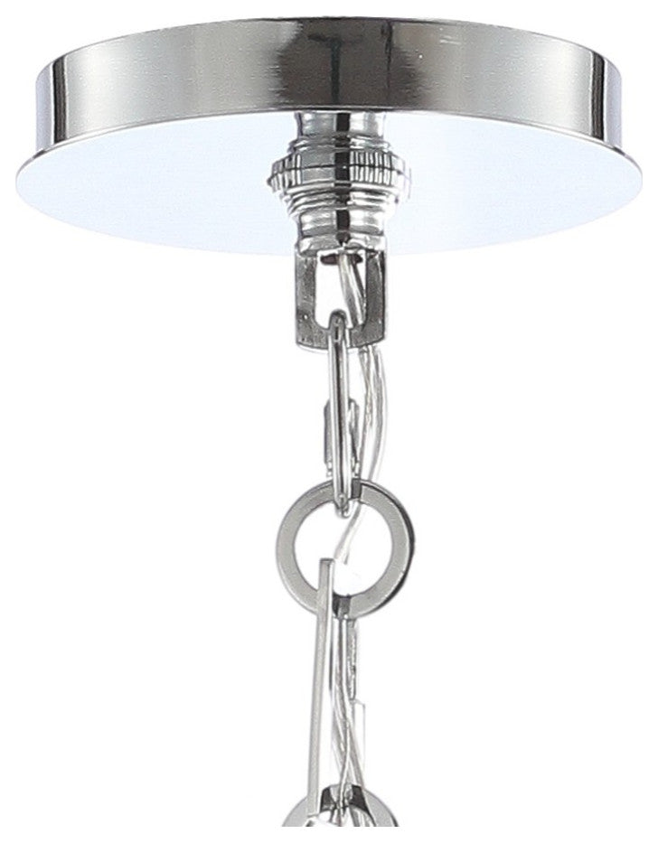 Coquille 4-Light 20" Adjustable Metal LED Pendant, Chrome and White