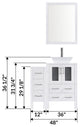 Modern Bathroom Vanity Set With Mirror and Sink, White, 48"