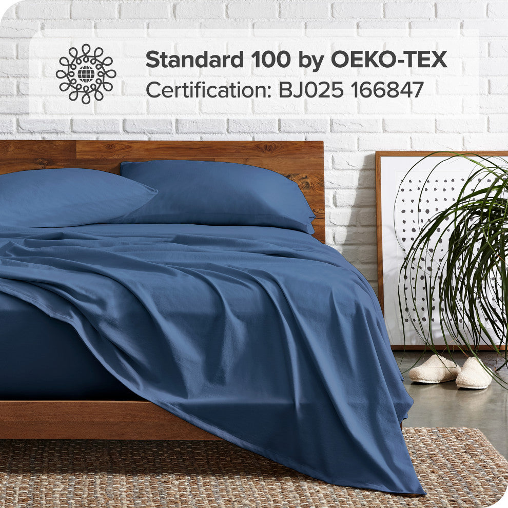 Bare Home 1800 Microfiber Sheet Set, Dark Blue, Twin